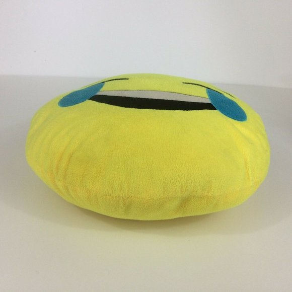 Emoji Crying Laughing Plush 12" Pillow Yellow Round Soft Emoticon Stuffed Tears - Picture 6 of 8